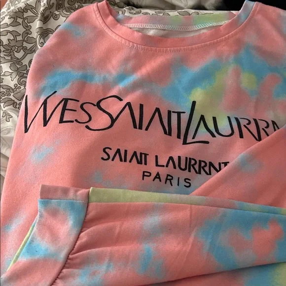 COPY!! Saint Laurent Multicolor Logo Sweatshirt Designer with Tie Dye Pattern - Picture 3 of 5